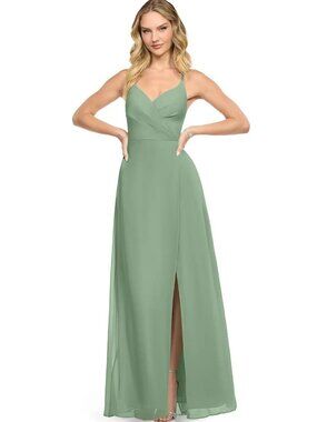 Elegant Chiffon Bridesmaid Maxi Dress | Matcha Green | Size 2-4 | NWOT